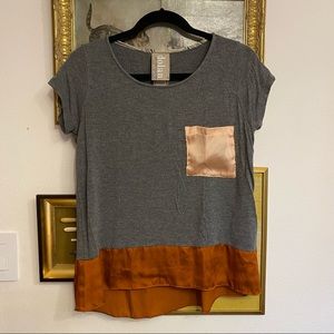 Anthropology Short Sleeve Mixed Media Top EUC